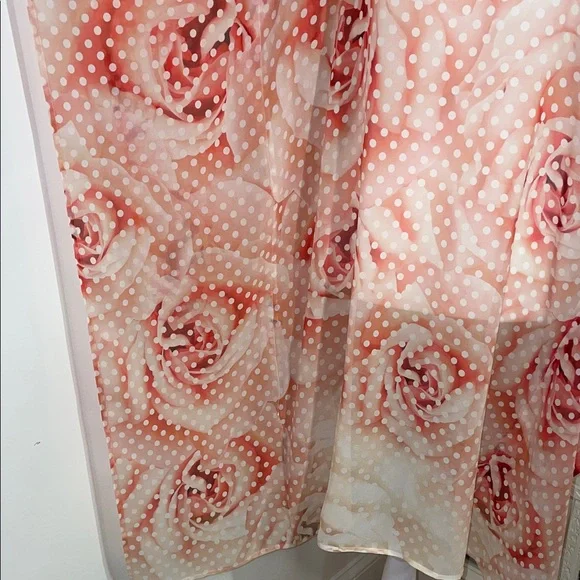 Roberto Cavalli silk Peach Polka Dot ,and rose print Sheer Tunic with Black Trim - Picture 6 of 10